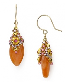 Miguel Ases orange jade earrings juice up your jewelry collection. Warm and bright, tangerine is set to be a hot hue this season.