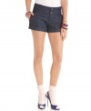 Cool off in Material Girl's showstopping shorts. Polka dot denim is a new twist on these must-have classic!