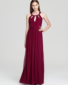 Cheeky cutouts lend a charming look to Jay Godfrey's maxi dress, rendered in luxe, lightweight silk chiffon.