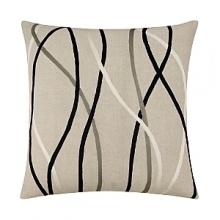 Guided embroidery lines stream delicately across this decorative pillow. Smart and chic, it adds some cosmopolitan flair to any decor.