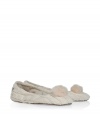 Finish your laid-back look in comfort and style in these ultra-cozy shearling lined ballerinas from UGG Australia - Cable knit upper, wispy pom-pom, shearling lining - Pair with lounge pants and favorite cashmere pullovers