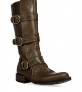 These rugged-yet-chic boots have a vintage feel thats a perfect complement to this seasons biker-inspired pieces - Durable leather sole, slightly upturned toe, three front straps with buckle detail, pull-on style - This style runs large so its recommended to order a size down - Style with boho-inspired dresses and skinny jeans for an of-the-moment look