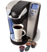 It may provide coffee in an instant, but it's certainly not instant coffee. This gourmet, chrome-accented home brewing system pours individual cups of hot, flavorful coffee in just seconds – great taste, no waste. Simply pop in a patented K-Cup mini-brewer, choose a serving size and enjoy! Model B70.