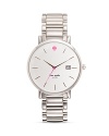 Glamorous and ladylike, kate spade new york's bracelet watch boasts a crystal-dusted Mother of pearl face.