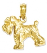 Honor your favorite breed. This polished charm features an intricately-carved Schnauzer dog in 14k gold. Chain not included. Approximate length: 7/10 inch. Approximate width: 3/5 inch.