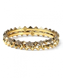 Look sharp with House of Harlow 1960's spike bangle set on your arm. Style them with soft looks or all leather -- the gilded duo are dynamic no matter what wardrobe calls for.