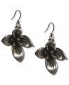 A bouquet of beauty from Lucky Brand. Shaped like pretty orchids, these drop earrings are crafted in silver tone mixed metal. Approximate drop: 1-1/4 inches.