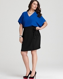 DKNYC Plus Size Color Block Faux Wrap Dress