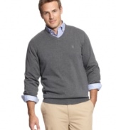 Upgrade your layered look with this solid v-neck sweater from Izod.