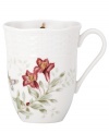 A taste of country living from Lenox. Crafted of elegant white porcelain with a whimsical springtime motif, the Butterfly Meadow Basket mug combines a scalloped edge and textured border for unparalleled charm.