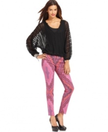 In a bold ikat print and pink wash, these Sanctuary jeans are a must-have for standout fall style!