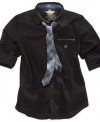 Amp up his cool factor with a polished tie and shirt combo from Epic Threads.