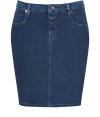 With its cool denim and casual styling, Closeds jean pencil skirt is both flattering and easy-to-wear - Four pocket style, zip fly, button closure, belt loops, kick pleat - Form-fitting - Wear with a chunky knit pullover, flats and a leather carryall tote