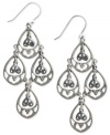 Shimmering chandelier earrings from Lucky Brand add luster to the evening. Crafted from silver-tone mixed metal and adorned with sparkling glass stones, this pair makes a glamorous statement. Approximate drop: 3 inches.