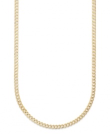 Polish your look. This 14k gold men's curb chain necklace is the perfect addition to his wardrobe. Approximate length: 22 inches. Approximate width: 3-3/5 mm.