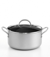 The dutch oven's heavy-gauge heats up quickly and spreads evenly to give a professional finish to your meal, and with an interior and exterior that utilizes the latest TOTAL® technology, this lifetime piece guarantees a high resistance to abrasion and sticking with little to no use of grease, resulting in a nonstick that outlasts all others and promotes a healthier approach to cooking. Lifetime warranty.