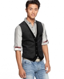 This handsome vest by INC International Concepts adds a sophisticated touch to your fall wardrobe.