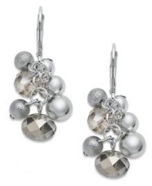 Shake your tailfeather! Charter Club's alluring earrings feature tonal beads (sandblasted metal, copper-coated, glass) in chic clusters. Set in silver tone mixed metal with latchback closure. Approximate drop: 1 inches.