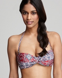 A bandana print in an Americana palette adds kitschy appeal to beach-bound jaunts. From Lucky Brand.