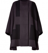 The epitome of modern elegance, Akris patchworked cashmere cape guaranteed a polished finish to your cool weather wardrobe - Rounded neckline, button-down front, arm holes at side seams - Easy draped fit - Team with tailored separates and sleek leather accessories