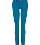 Embrace the seasons passion for bold pops of eye-catching color with these chic, bright blue skinny jeans from Current Elliott - On-trend, 7/8 cut crops at ankles - Low rise, ultra-fitted silhouette flatters every curve - Traditional five-pocket style with belt loops, zip fly and button closure - Sexy and cool, easily dressed up or down - Pair with a tank, blazer and oxfords, or go for a more casual look with a tunic top or boyfriend cardigan and flats