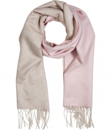 Wrap yourself up in ultra-luxe style with this muted-hue scarf from Jil Sander - Easy-to-style length, fringed edges, ombre print - Style with an elevated jeans-and-tee ensemble or a printed mini-dress and ribbed tights