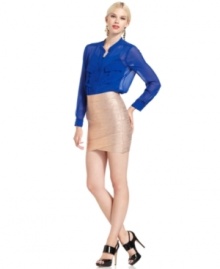 Go for the gold with BCBGMAXAZRIA's sexy crisscross-wrapped bandage skirt!