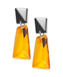 Flip the tables and go retro. Bar III's vintage-themed drop earrings feature an asymmetrical shape crafted from black and yellow resin. Approximate drop: 2-1/4 inches.