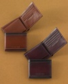 Crafted in smooth, handsome leather, this passcase wallet from Geoffrey Beene is a must-have for guys of all ages.