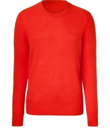 Channel preppy style with a luxe finish in Burberry Brits super soft cashmere pullover - Round neckline, long sleeves, tonal logo embroidered at chest, ribbed trim - Slim fit - Wear with dark wash jeans, a white shirt and lace-ups