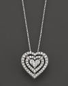 Diamond Heart Pendant Necklace in 14K White Gold, .25 ct. t.w.