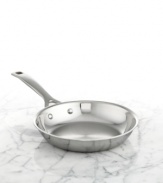 Versatility, convenience & stunning good looks. This fry pan features a triple-layer design that sandwiches a pure aluminum core between two high-performance layers of stainless steel for quick, even heating that powers masterful meals each & every time. A magnetized exterior works like a pro on all cooktops, including induction, and the durable construction slips in the oven or sizzles on the stovetop. Lifetime warranty.