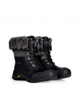 Brave the elements in style this season with UGG Australias ultra warm Adirondack II lace-up boots, finished with waterproof full grain leather and sheepskin lining for an ultra luxe edge - Rounded toe, leather and suede upper, canvas lace-up front, thick rubber lug sole - Pair with sporty outerwear and fun, bright knitwear