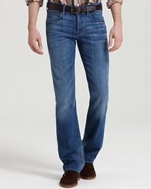 Hudson's Clifton bootcut jeans feature whiskering and fading for worn-in appeal.