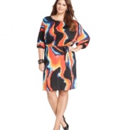 Be a stylish standout in Cha Cha Vente's printed plus size dress, accentuated by a belted waist.