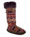 Adjustable gore elastic around the calf offers support for Muk Luks® charming Fair Isle Toggle boots, while their faux fur lining ensures warmth all winter long. Comfort comes about via the round-toe silhouette and flexible sole.