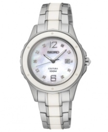 Lend some sophisticated sparkle to a classic look with this diamond-accented Coutura watch from Seiko.