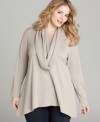 Bundle up with Style&co.'s long sleeve plus size sweater, including an infinity scarf.