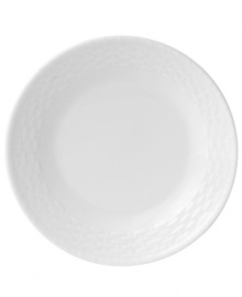 Nantucket Basket is a fine all-white Wedgwood china dinnerware and dishes pattern with an embossed basket weave pattern on the edges.