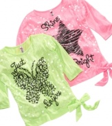 All that glitters-she'll be a showstopper in this fun sequin graphic shirt from Beautees.