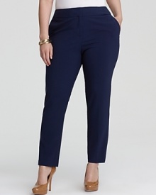 A refreshing alternative to classic black, these VINCE CAMUTO Plus pants boast a chic, cropped silhouette in a crisp navy hue.