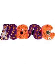 Sweep back your tresses with a punch of glamour with Marc by Marc Jacobs embellished logo barrette - Crystal embellishment, purple and orange lettering - Perfect as a dazzling finishing touch