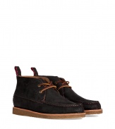 Preppy and eternally cool, Polo Ralph Laurens oiled suede chukka boots are a classic-chic staple must for your timeless footwear wardrobe - Moccasin stitched round toe, leather laces, back pull tab with striped trim, logo at heel, leather welt, natural gum sole - Ankle height - Wear with slim fit trousers, button-downs and cashmere knits