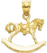 The perfect gift for the mama-to-be. This sweet and petite charm features a 3D rocking horse in 14k gold. Chain not included. Approximate length: 4/5 inch. Approximate width: 7/10 inch.