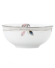 Hummingbirds twirl and buzz from flowery pink leaves to blue on this dreamy all-purpose bowl from Lenox Lifestyle dinnerware. The dishes from the Silver Song collection are crisscrossed with platinum branches and abound with fanciful springtime delight and irresistible modern charm. Qualifies for Rebate