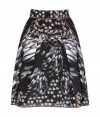 Take on this seasons penchant for prints with Vassilisas fantastical feather print pleated silk skirt - Hidden side zip, button closures, pleated - Feminine flared fit, falls to the knee - Team with modern micro knits and jet black patent leather pumps