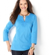 Low in price and high in style, this Charter Club tunic lends a world vibe to any ensemble. An easy fit makes it super-comfy, too!