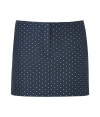 With its cute white dots and micro-mini length, Josephs jacquard skirt is a sweet choice for dressing up workweek looks - Side and back slit pocket, zip fly, hidden hook closure - Mini-length - Wear with the matching blazer and flats