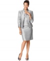 This shimmering suit from Tahari by ASL features beautiful beading at the neck and cuffs and a fabulous fit that's sure to look sophisticated wherever you're wearing it.