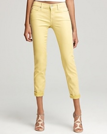 7 For All Mankind Jeans - Crop Leg Skinny Jeans in Bright Yellow